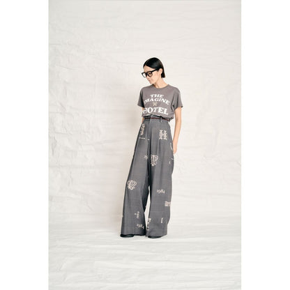 THOMAS MAGPIE C/Linen PRINT サロペット