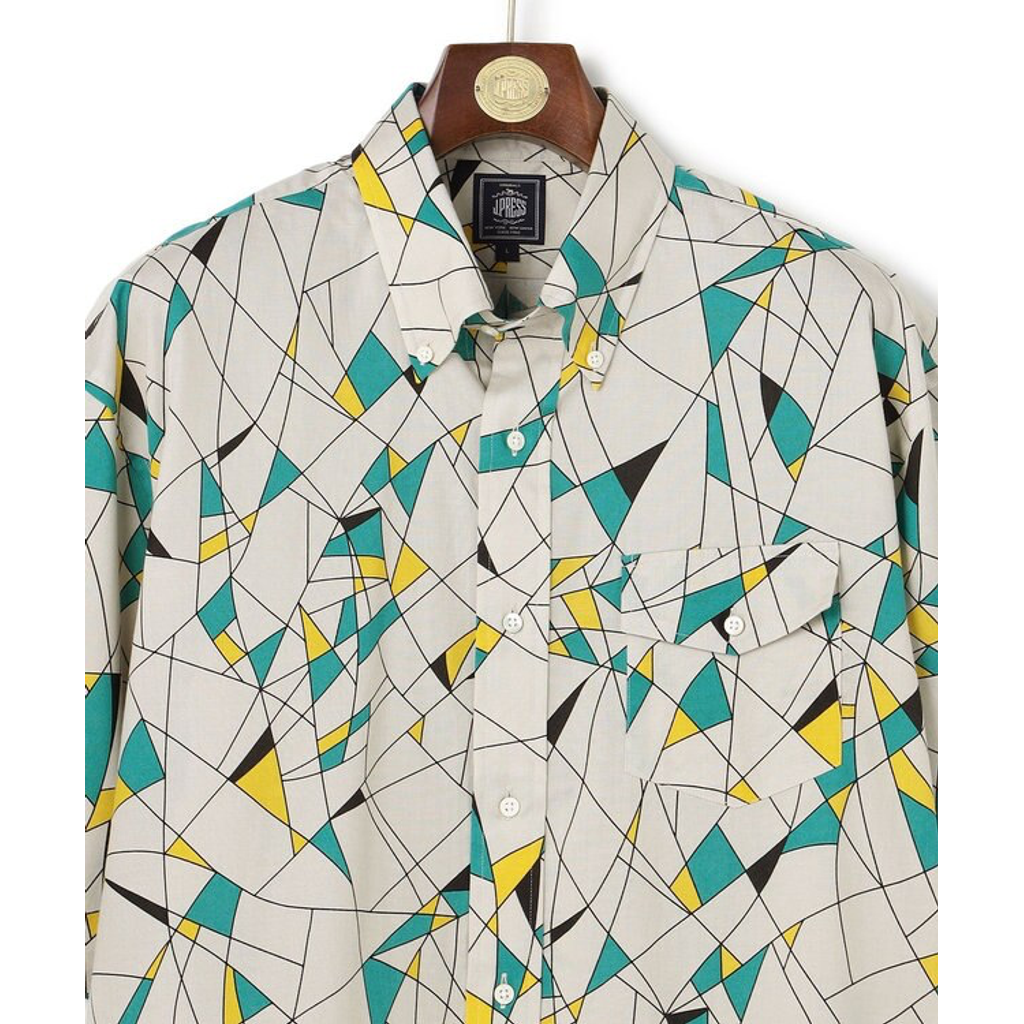 J.PRESS ORIGINALS Vintage Print Half Sleeve Shirt / B.D. / Baggy-Fit