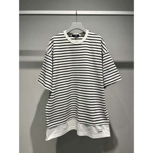 COMME des GARCONS HOMME コットン天竺 ボーダー切替え TEE（WHITE）