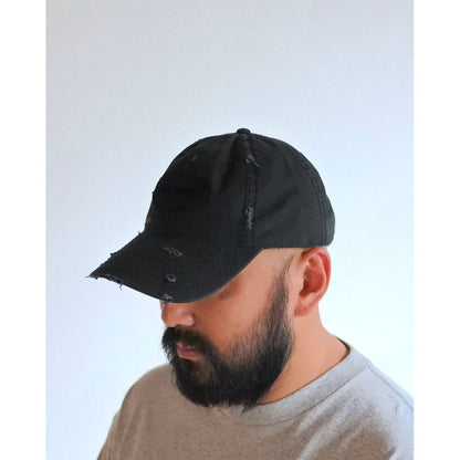 ANACHRONORM AN362 DAMAGED 6PANEL CAP BLACK