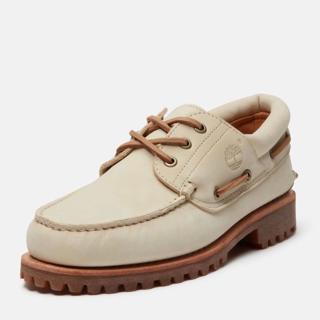 Timberland スリーアイ(3eye) ラグ ハンドソーン ボート シューズ メンズ (ライトベージュ）