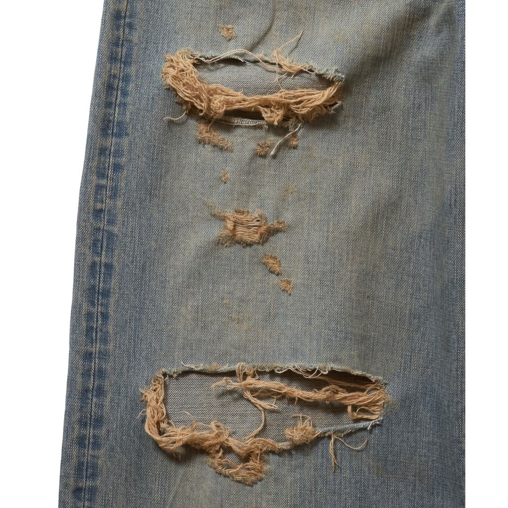 SUGARHILL  DAMAGED MODERN DENIM PANTS WIDE CUT