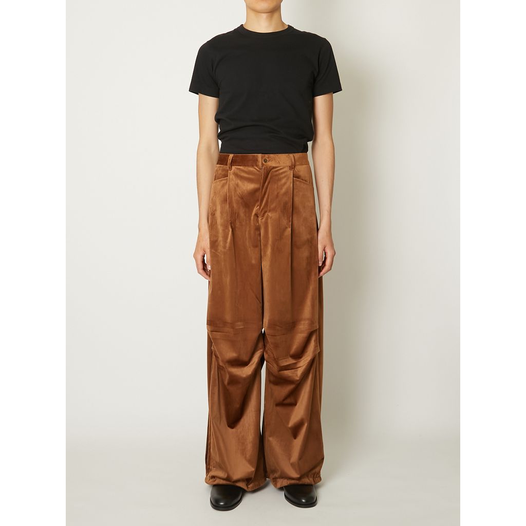 TAAKK DRAPED VELVET TUCK PANTS