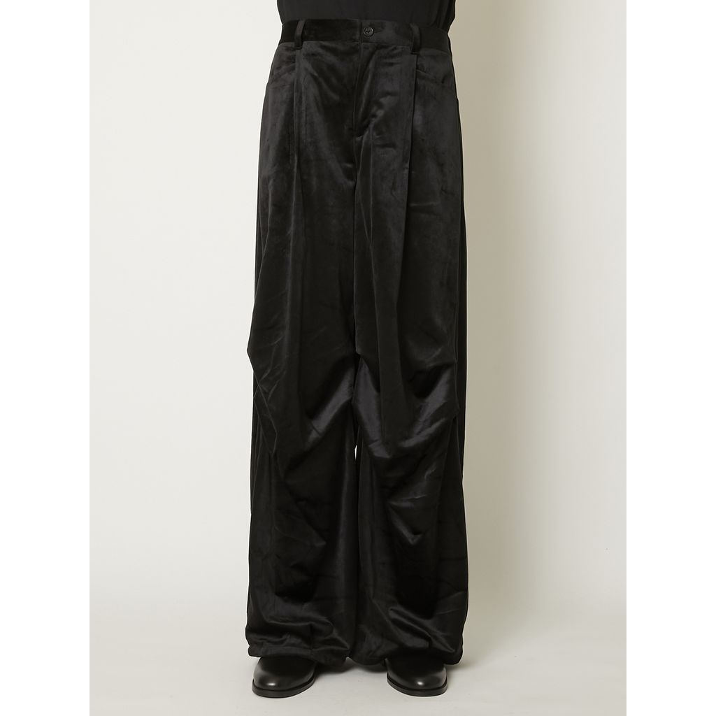 TAAKK DRAPED VELVET TUCK PANTS