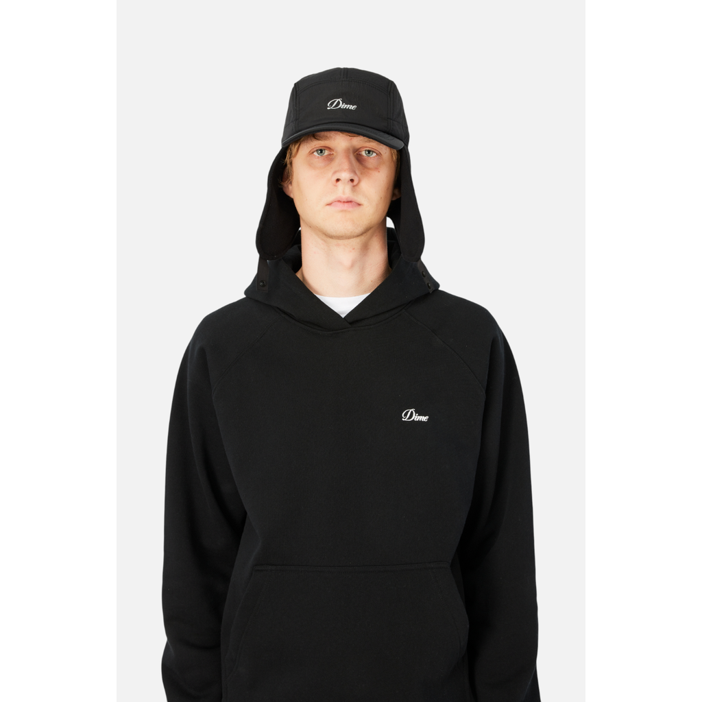 Dime Cursive Earflap Cap  Black
