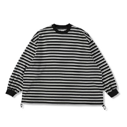 is-ness BALLOON STRIPES LONG SLEEVE T SHIRT