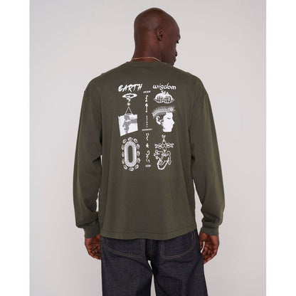 BRAIN DEAD  Earth Wisdom Long Sleeve Shirt - Dark Green