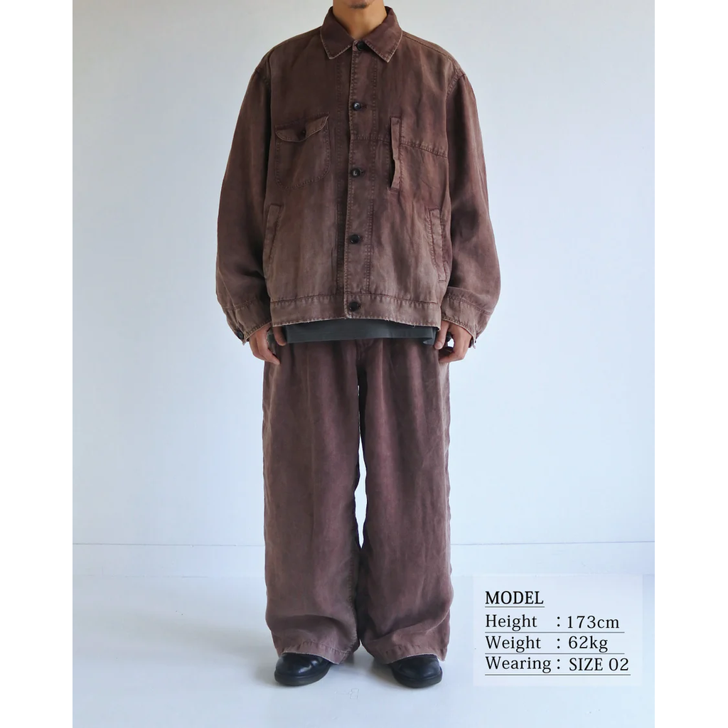 ANACHRONORM  FADED SULFUR DYED LINEN UTILITY JACKET