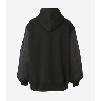COMME des GARCONS HOMME 綿裏毛×綿ナイロン裏毛 パーカー（BLACK）