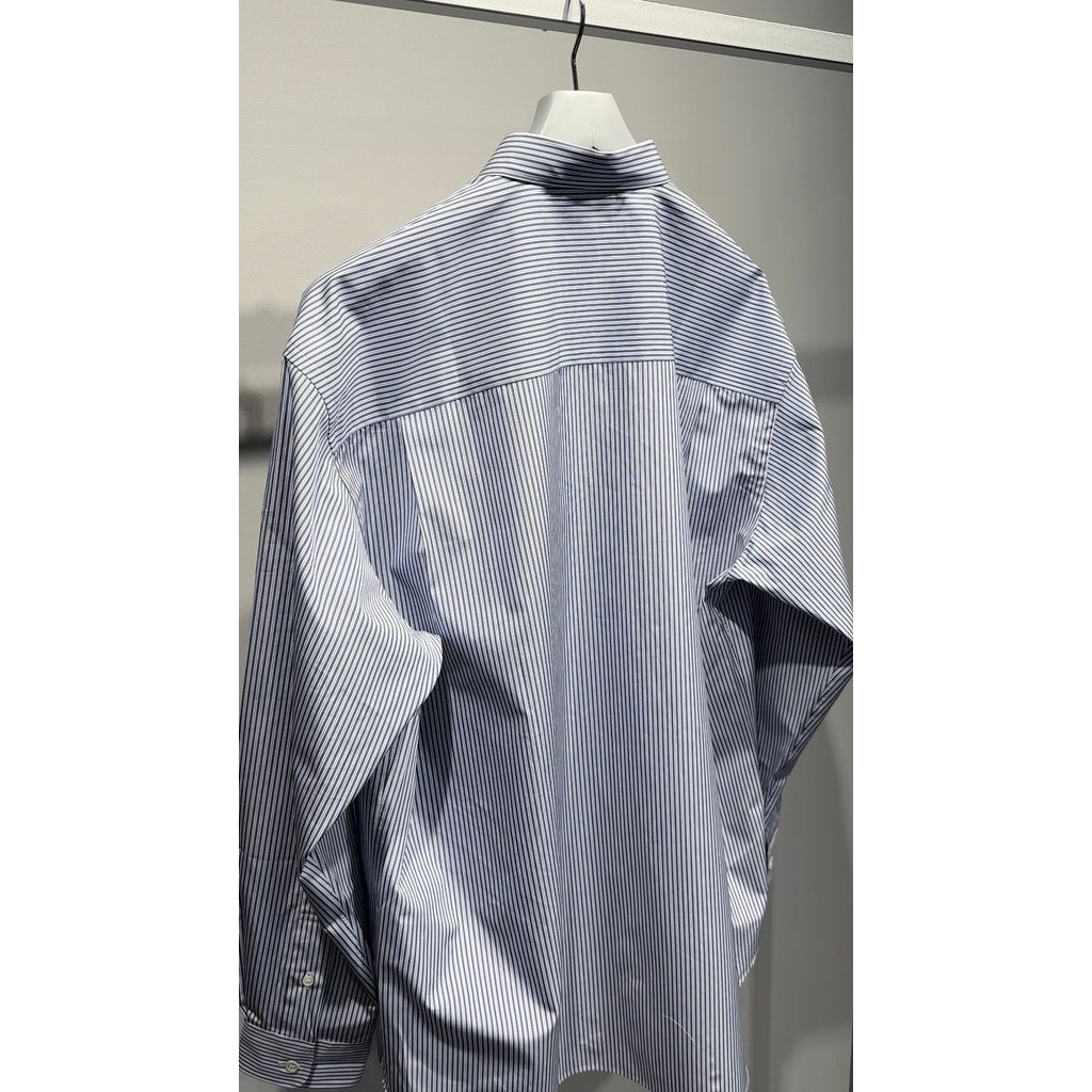 COMME des GARCONS HOMME コットンストライプ LOGO シャツ（WHITE ベース)