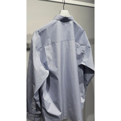 COMME des GARCONS HOMME コットンストライプ LOGO シャツ（WHITE ベース)