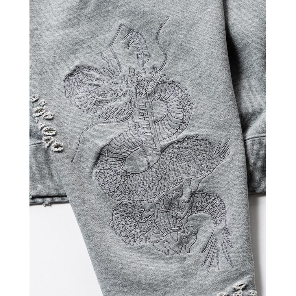 TIGHTBOOTH DAMAGE CREW SWEAT - TIGHTBOOTH x DELUXE