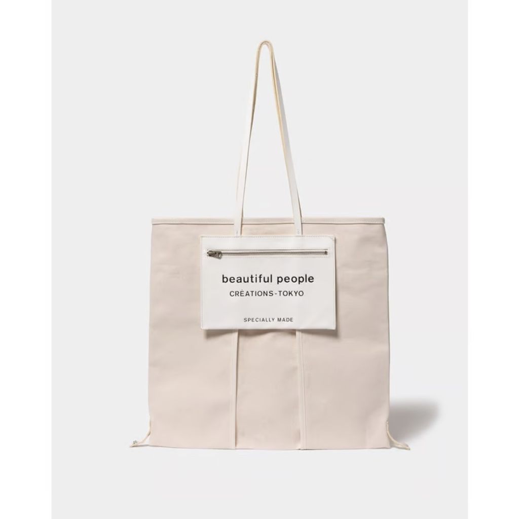 beautiful people lining logo pocket tote bag L