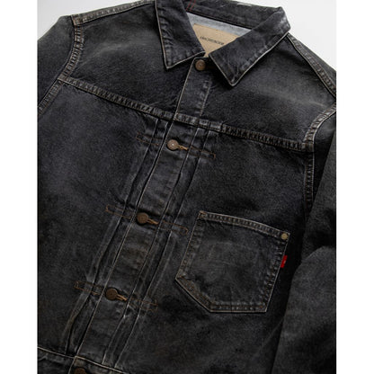 ANACHRONORM FRONT TUCK WASHED BLACK DENIM JACKET
