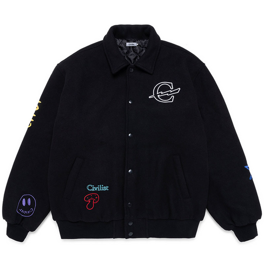 Civilist Wool Bomber Jacket - Black