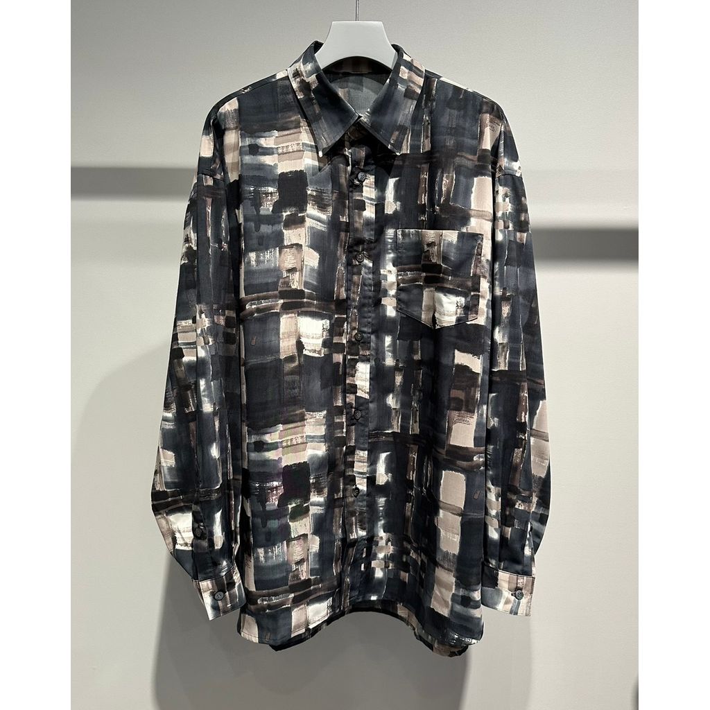 【MADE IN JAPAN】LINEAGE ABSTRACT CHECK SHIRTS（BLACK）