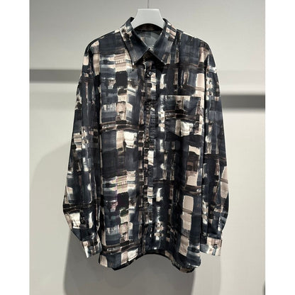 【MADE IN JAPAN】LINEAGE ABSTRACT CHECK SHIRTS（BLACK）