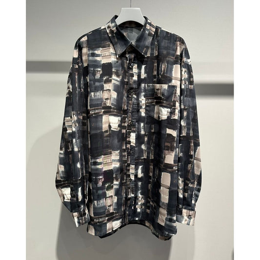【MADE IN JAPAN】LINEAGE ABSTRACT CHECK SHIRTS（BLACK）