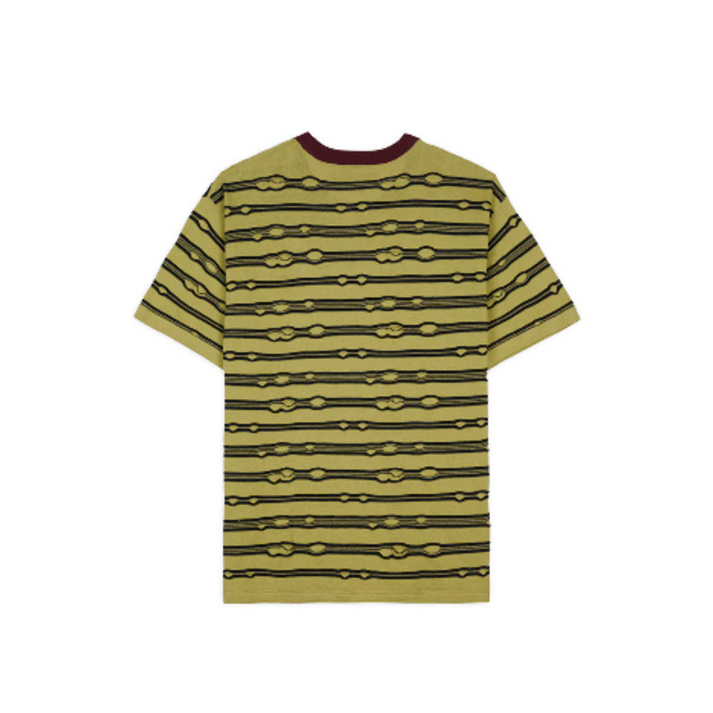 BRAIN DEAD EMBROIDERED PUCKERED STRIPED T-SHIRT - LIME