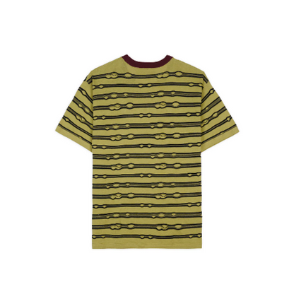 BRAIN DEAD EMBROIDERED PUCKERED STRIPED T-SHIRT - LIME