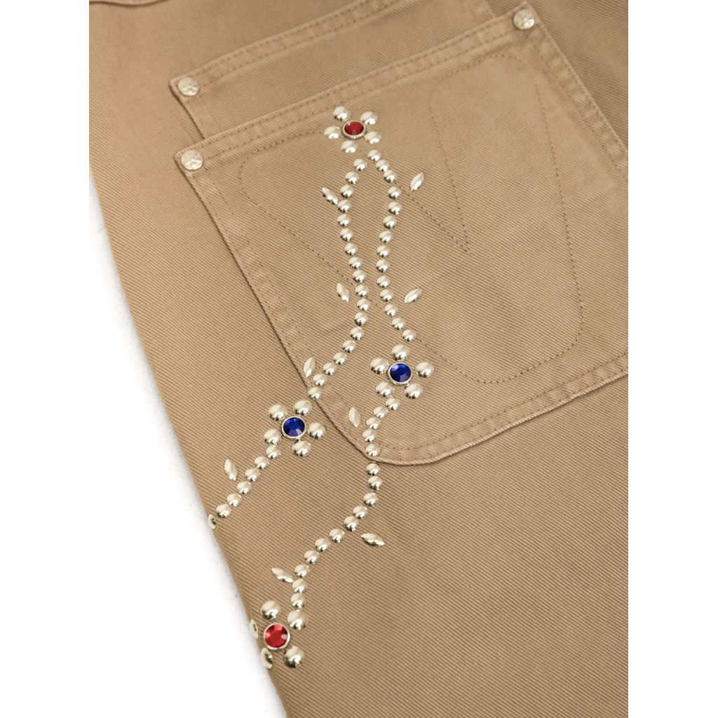 VANDY THE PINK Cotton Twill Stud Pants