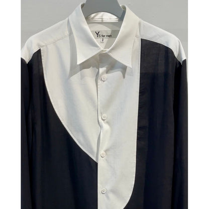 Y's for men CHAIN STITCHED SHIRT WITH DOUBLE COLLAR