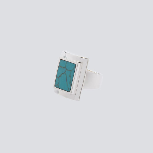 XOLO JEWELRY Square Amulet with Turquoise Ring