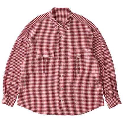 PORTER CLASSIC ROLL UP LINEN GINGHAM CHECK SHIRT