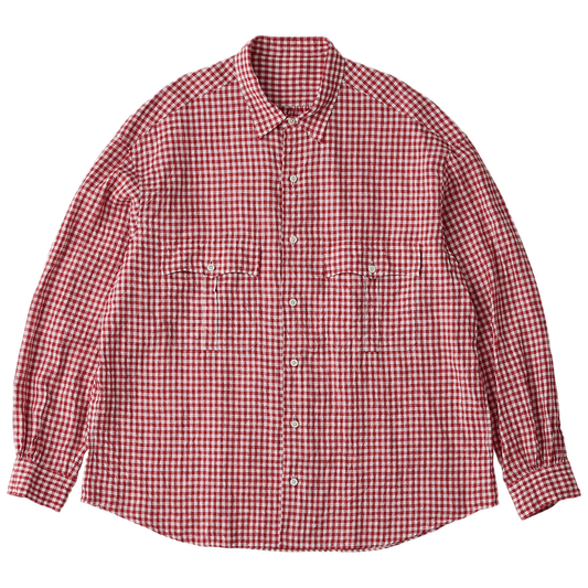 PORTER CLASSIC ROLL UP LINEN GINGHAM CHECK SHIRT