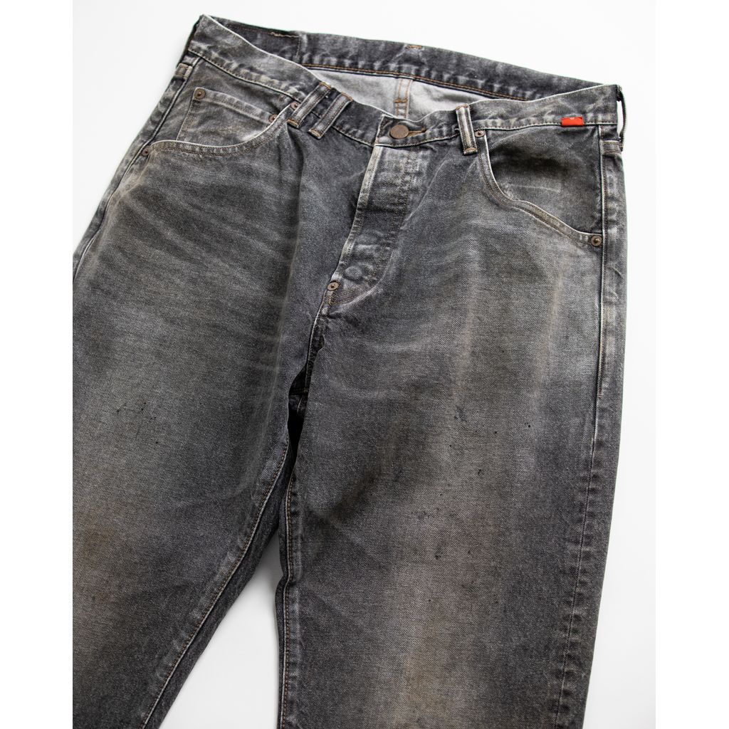 ANACHRONORM  REGULAR TAPERED WASHED 5P BLACK DENIM PANTS