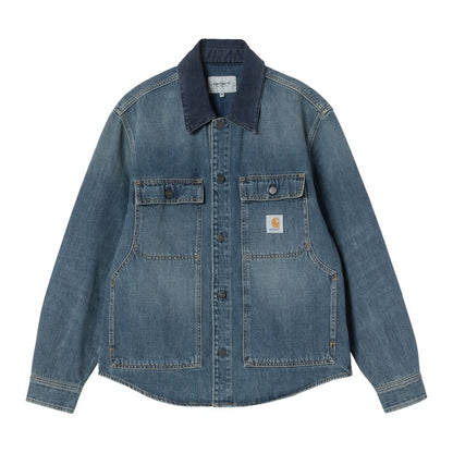 CARHARTT WIP Oakland Shirt Jac - Blue / Dark Navy, Worn used wash