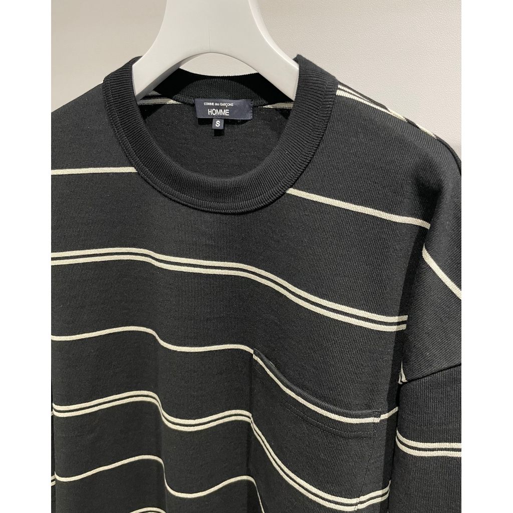 COMME des GARCONS HOMME COTTON BORDER POCKET TEE （BLACK）