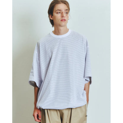 is-ness BALLOON BORDER LAYERED MESH T-SHIRT