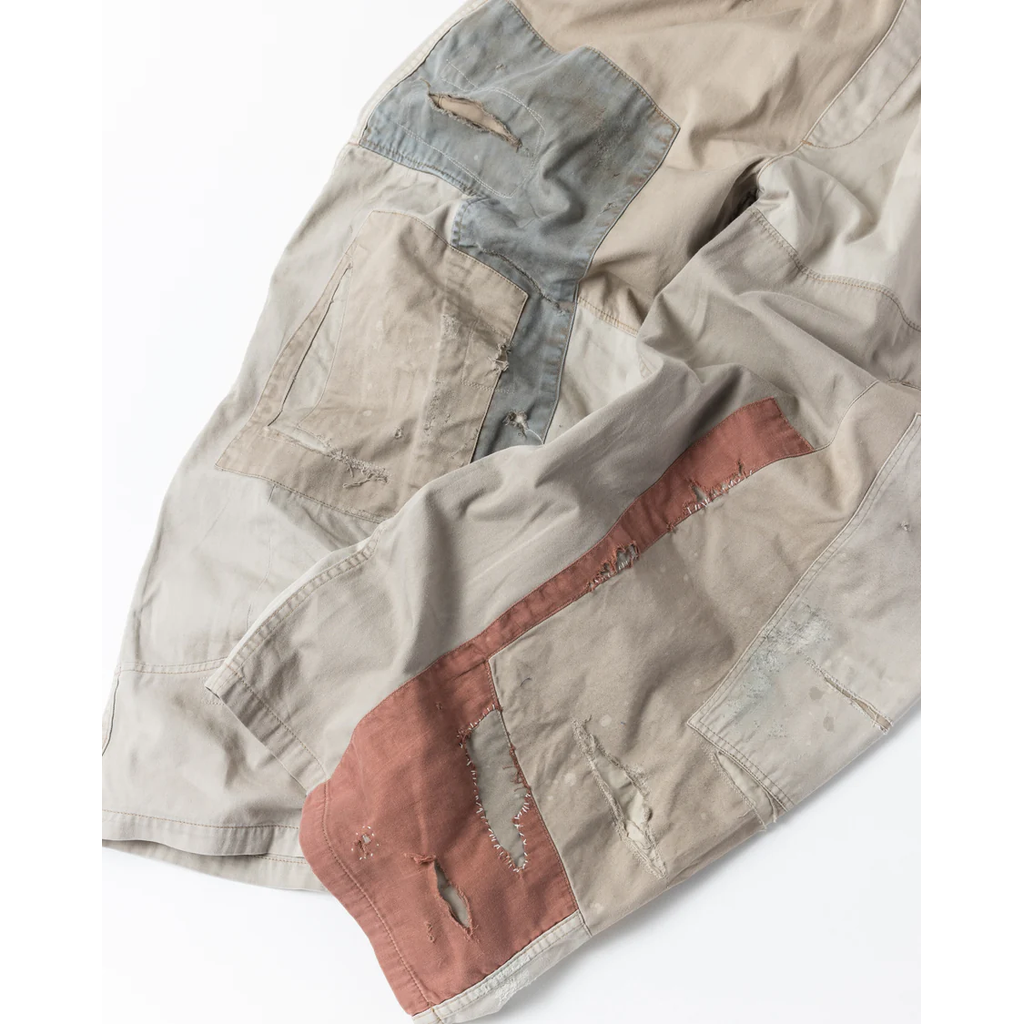 ANACHRONORM REMAKED MIX PANEL WIDE EASY PANTS BEIGE