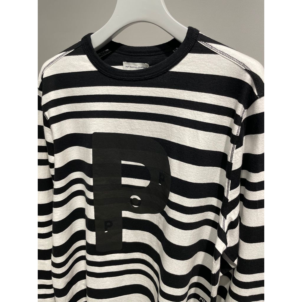 訳あり POP TRADING COMPANY  LONG SLEEVE T-SHIRT BIG P STRIPED