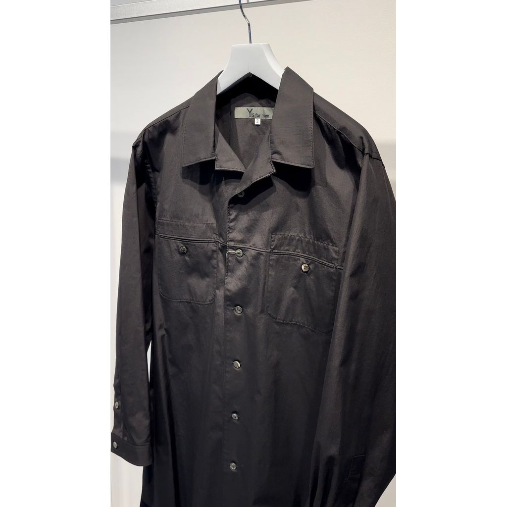 Y's for men 100/2 BROAD SHIRT WITH OPEN COLLAR（BLACK）