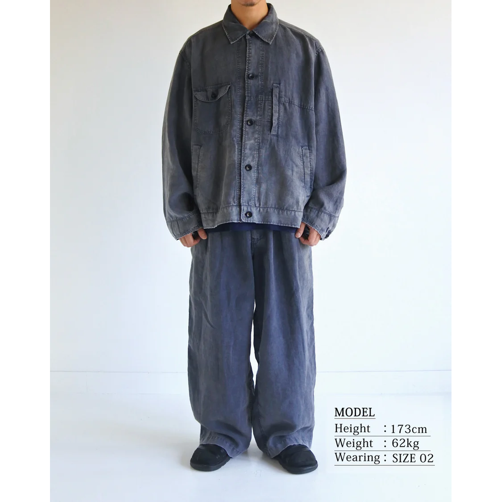 ANACHRONORM  FADED SULFUR DYED LINEN UTILITY JACKET