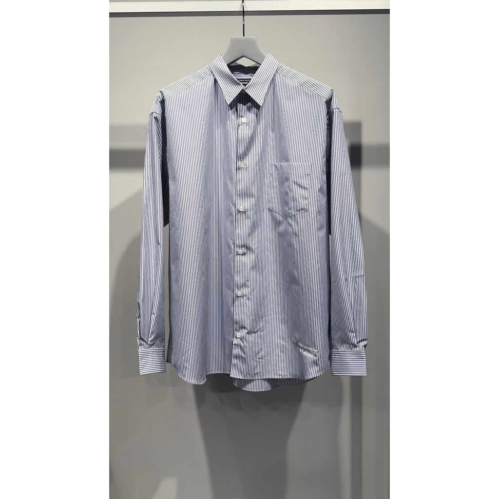 COMME des GARCONS HOMME コットンストライプ LOGO シャツ（WHITE ベース)