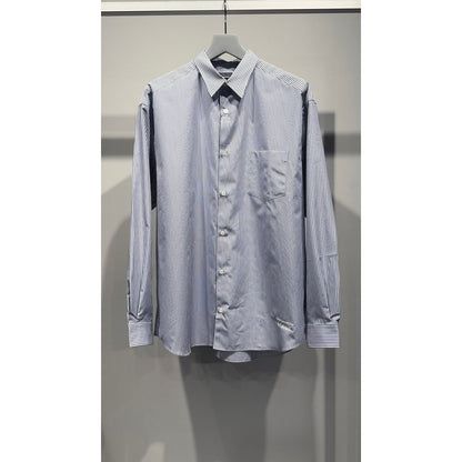 COMME des GARCONS HOMME コットンストライプ LOGO シャツ（WHITE ベース)
