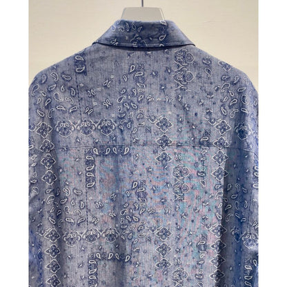 Y's for men DUNGAREE JACQUARD PATTERN SHIRT WITH TUCK COLLAR