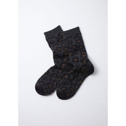 ROTOTO  PILE LEOPARD CREW SOCKS