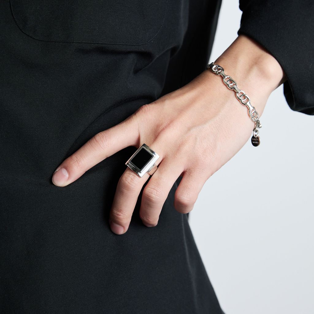 XOLO JEWELRY Square Amulet with Onyx Ring