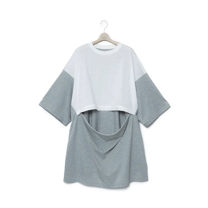 FUMITO GANRYU 2Way Mantle Tee - White X Gray