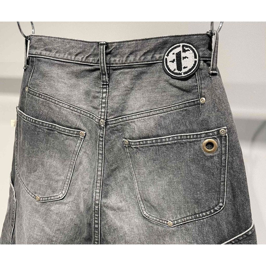 FAF NEWCOMMUNE AGED BAGGY DENIM SHORTS
