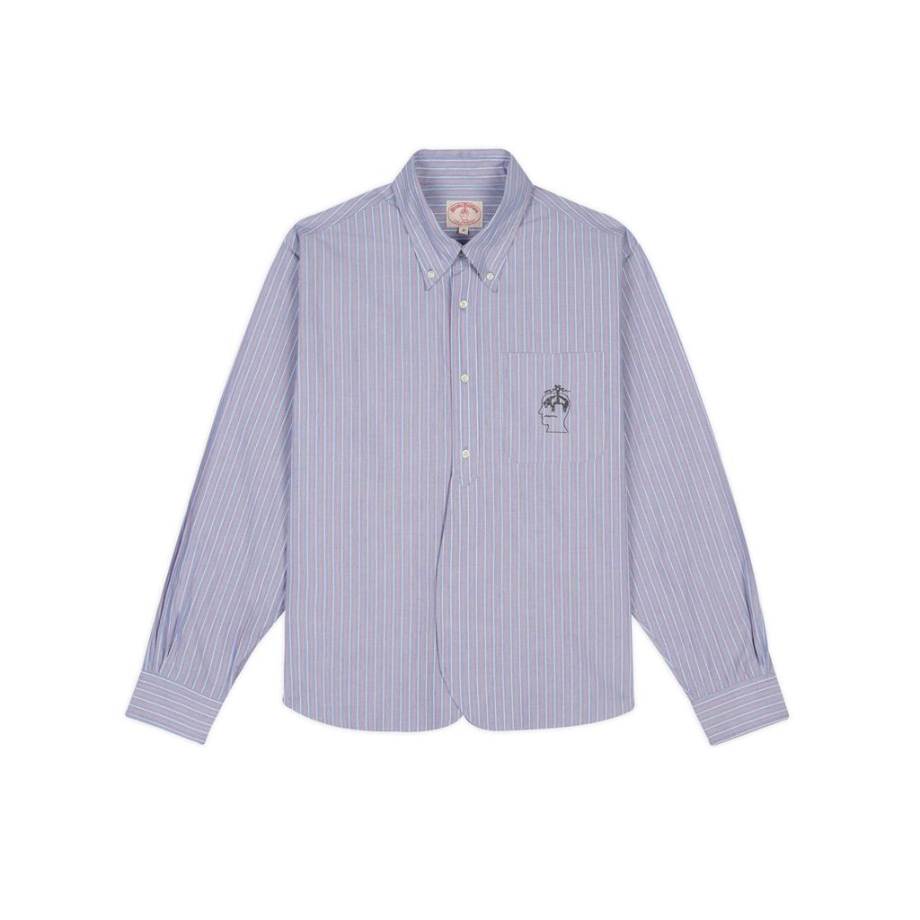 BRAIN DEAD Brooks Brothers California Half Placket Oxford Button Up Shirt - Blue