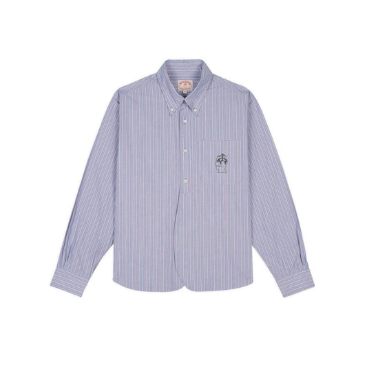 BRAIN DEAD Brooks Brothers California Half Placket Oxford Button Up Shirt - Blue