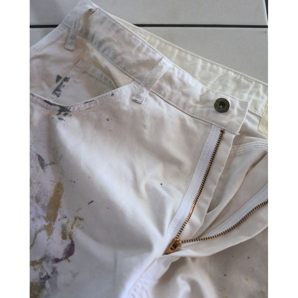 ANACHRONORM  ANDK003 DART PAINT DOUBLE KNEE PAINTER PANTS WHITE