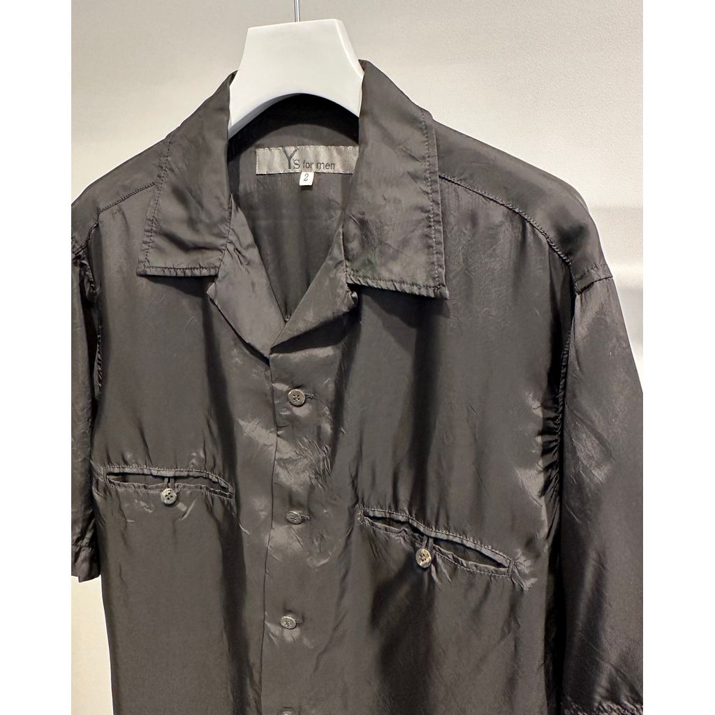 Y's for men CHAIN STITCH OPEN-COLLAR SHORT SLEEVE SHIRT