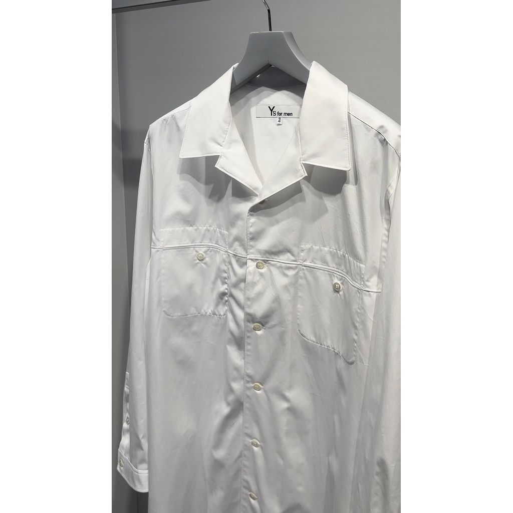 Y's for men 100/2 BROAD SHIRT WITH OPEN COLLAR（WHITE）