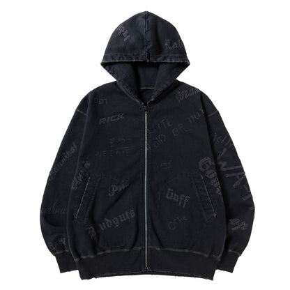 NEXUSVII.  DAMAGED ZIP UP HOODY